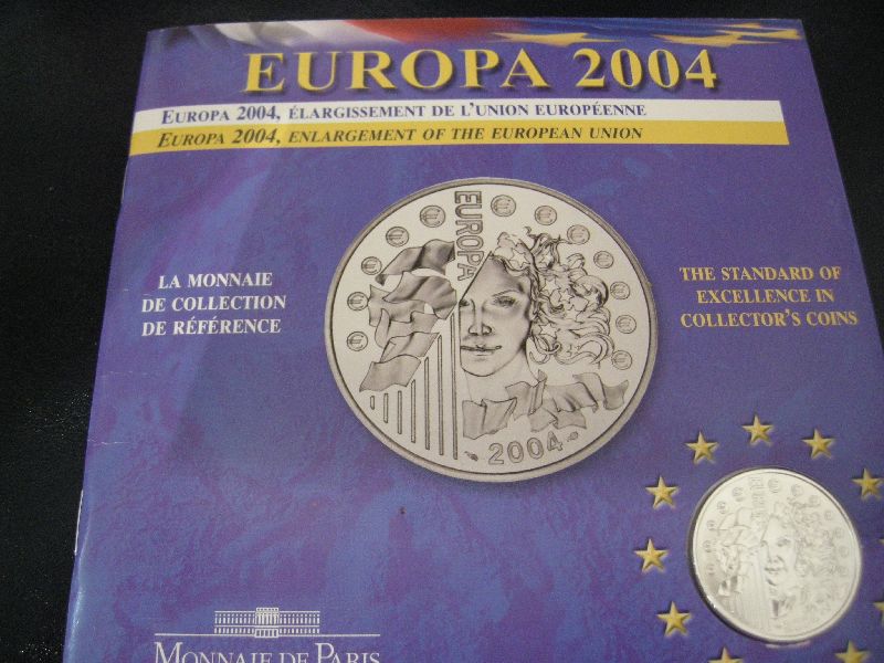 (afbeelding voor) 1e Verjaardag van de EURO. 1/4 Euro Frankrijk 2004 Zilver